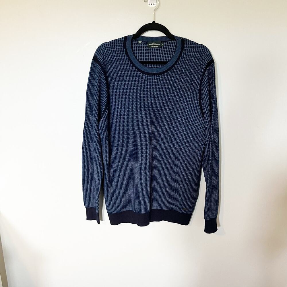 Rodd & Gunn extrafine merino wool blue knit crewneck sweater‎ size large